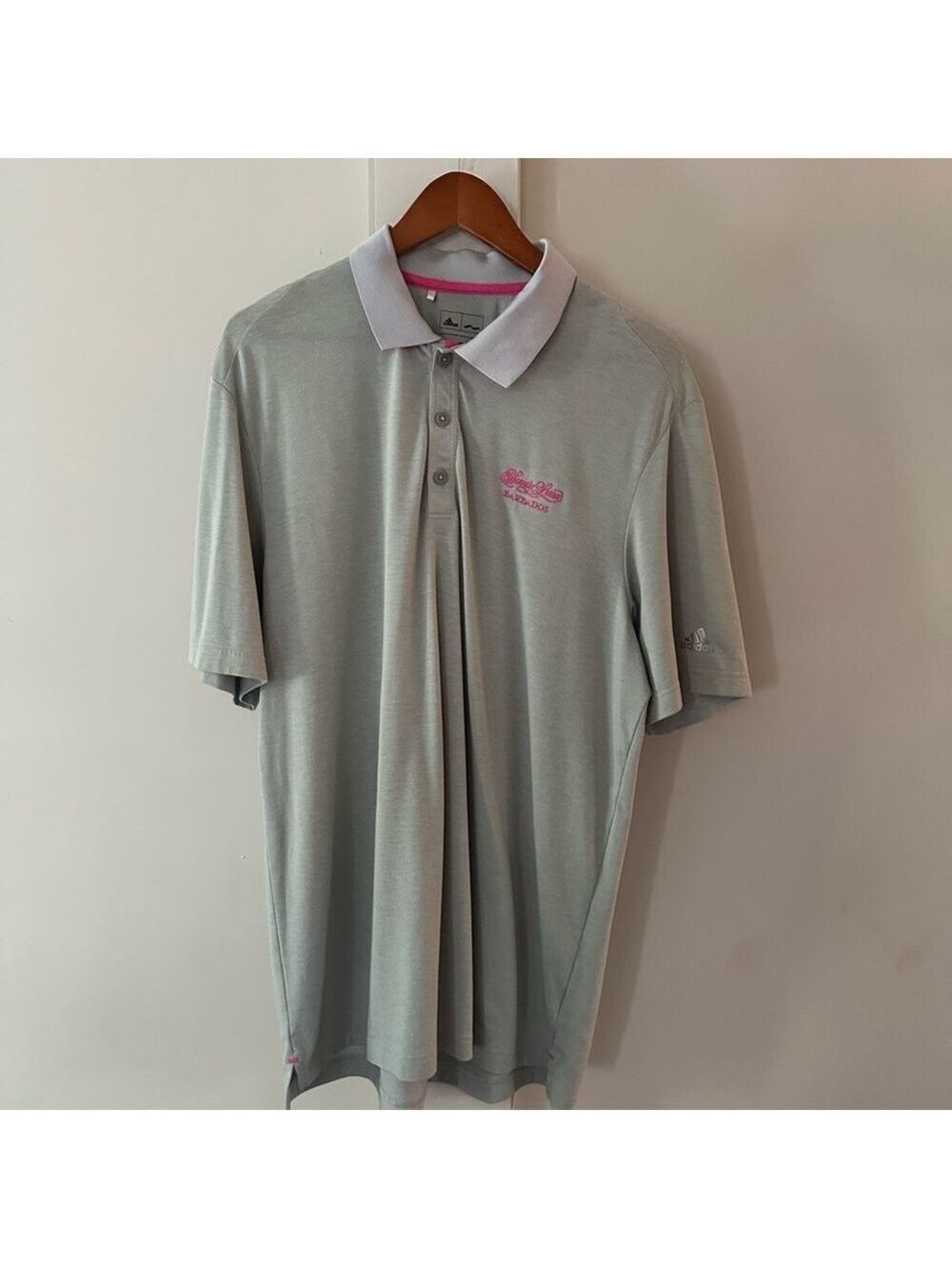*Rare Find* Sandy Lane / Adidas  Vintage Golf Polo Shirt Grey/Pink Sz large